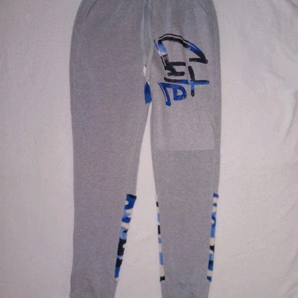 Grey Women's Cropped Jogger Set with Blue Camo Accents - Picture 3 of 4